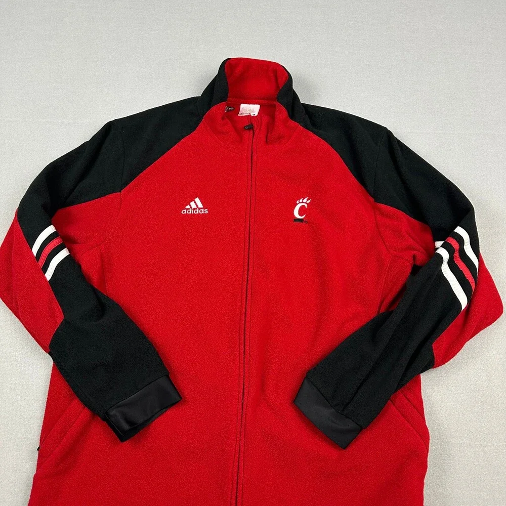Cincinnati Bearcats Fleece Jacket Men Small Red Black Adidas Full Zip NCAA S
